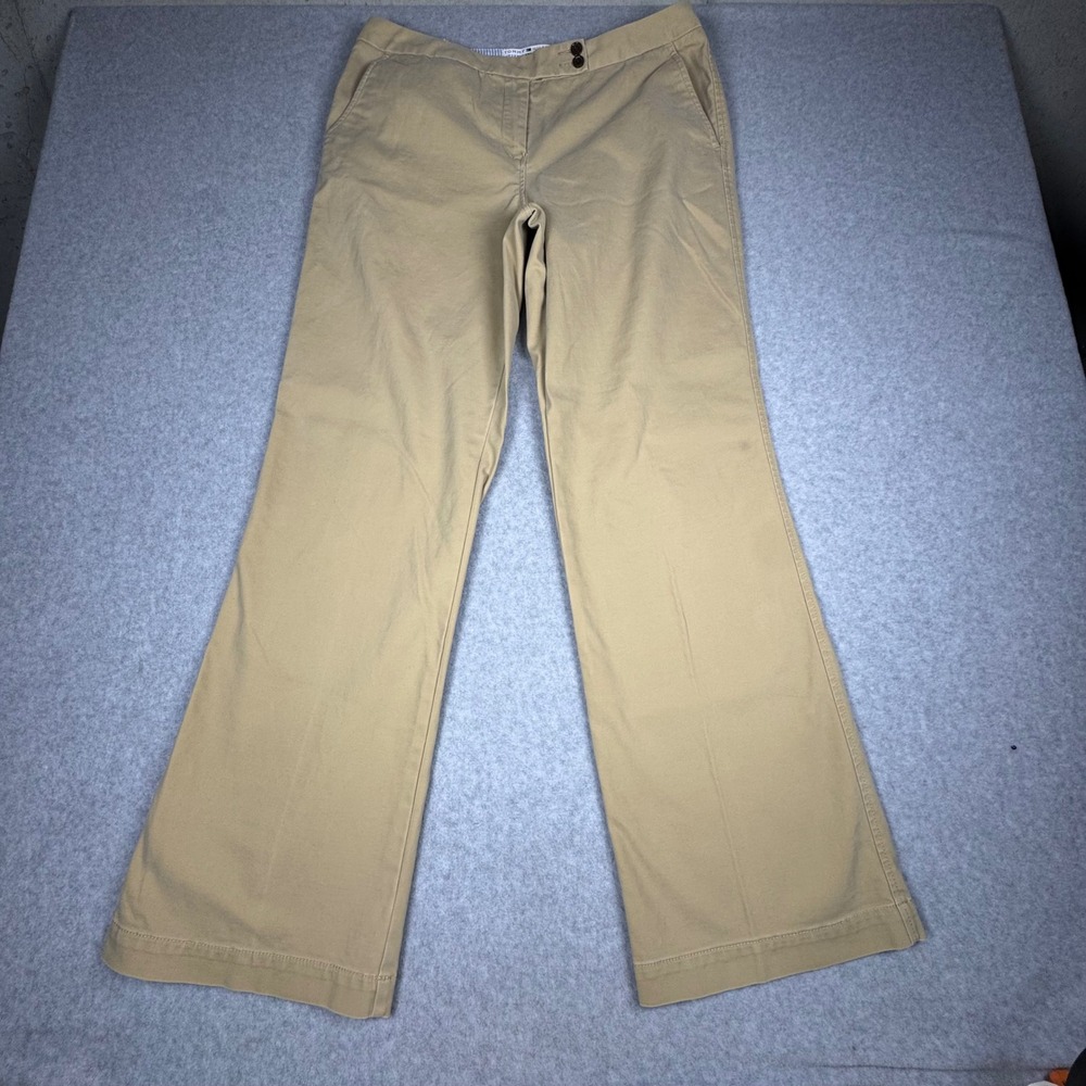 Tommy Hilfiger Womens Khaki Stretch Chino Pants Tan Flare Leg Size 10